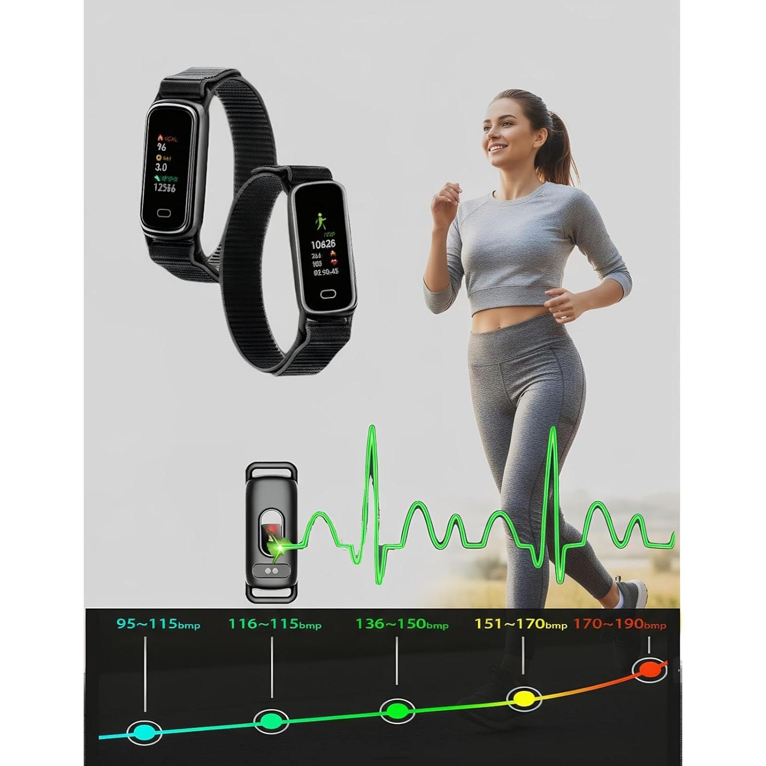 Rastreador de Fitness IP68 Negro con Frecuencia Cardíaca y Sueño