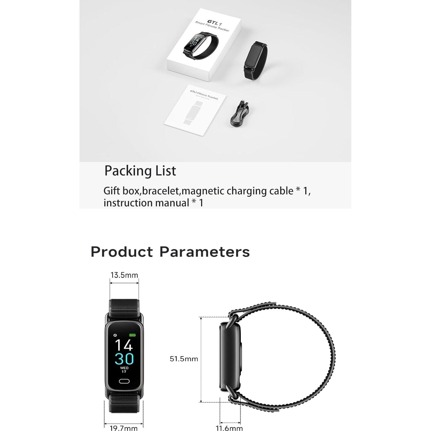 Rastreador de Fitness IP68 Negro con Frecuencia Cardíaca y Sueño