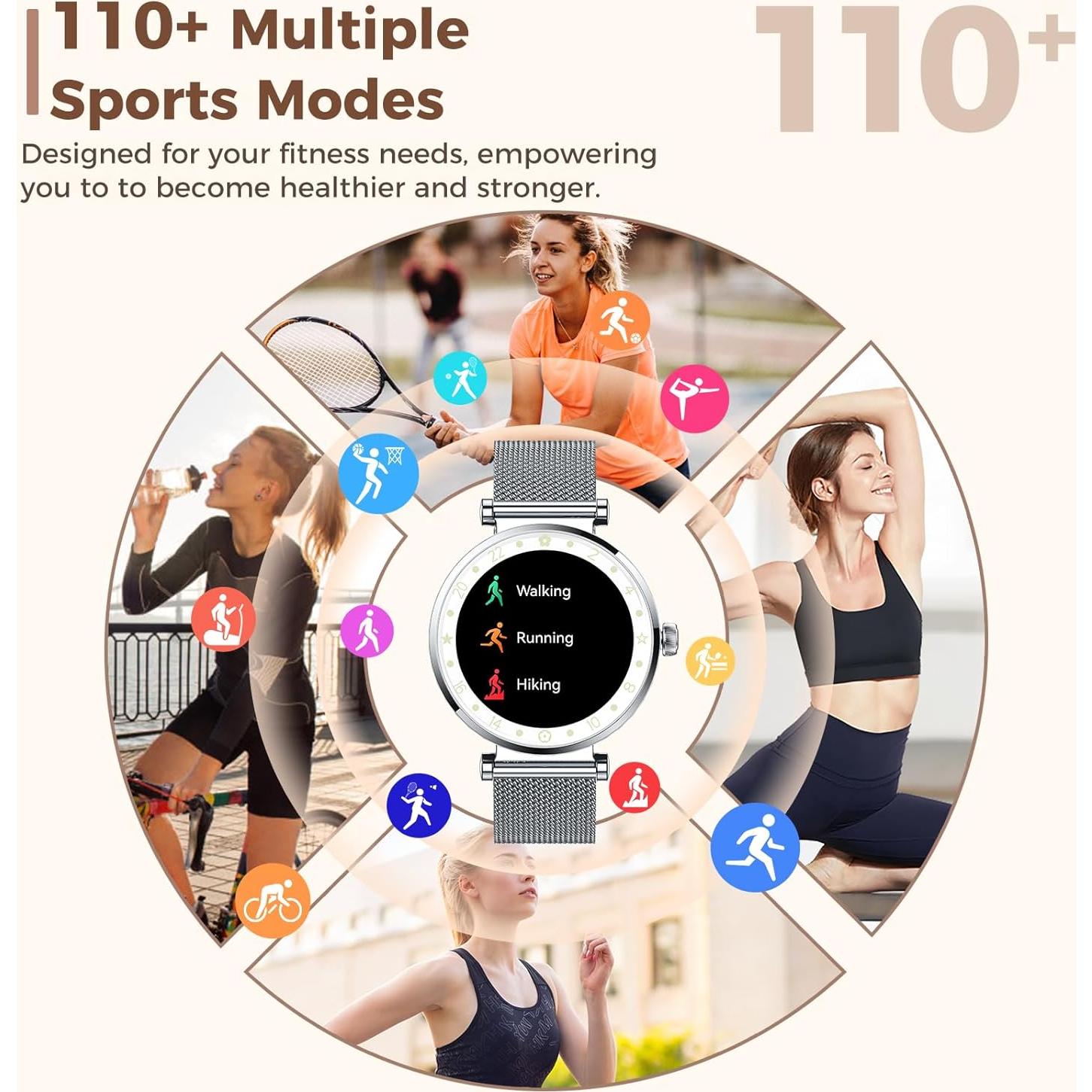 Reloj Inteligente Matast S86 para Mujeres Plata AMOLED 1.19"