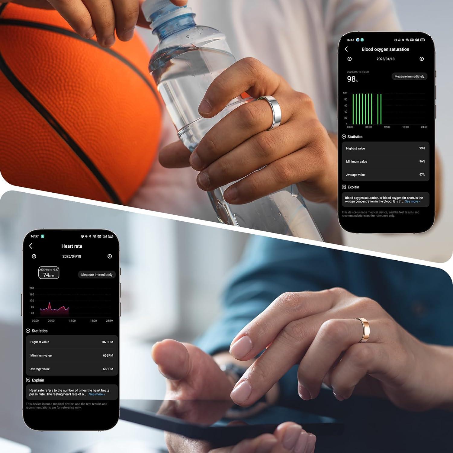 Anillo Inteligente Fitness Piano Potato R16 Plata 119g