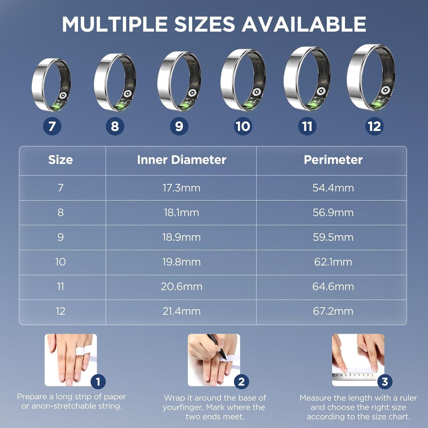 Anillo Inteligente Fitness Piano Potato R16 Plata 119g