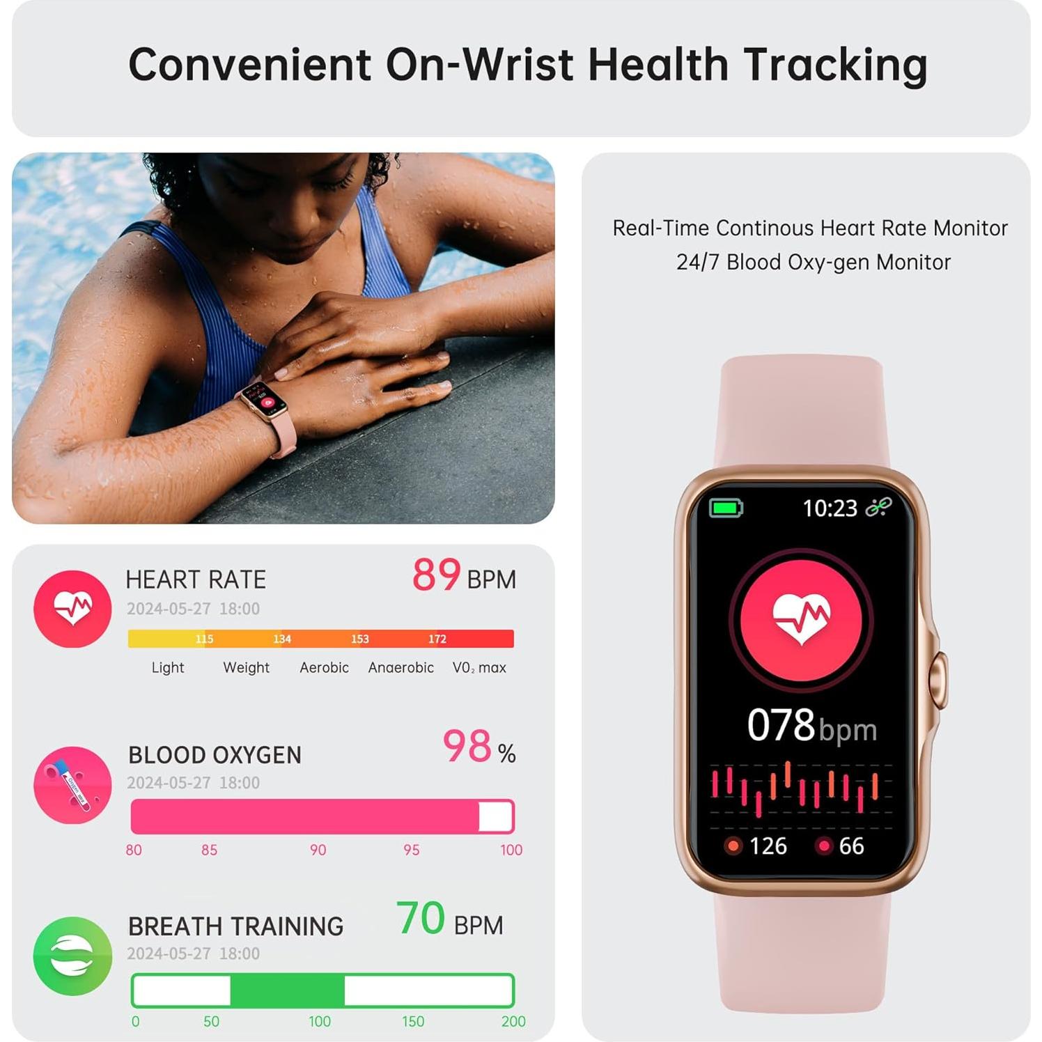 Reloj Inteligente Sunorshop H69 Rosa con Monitor de Salud 24/7