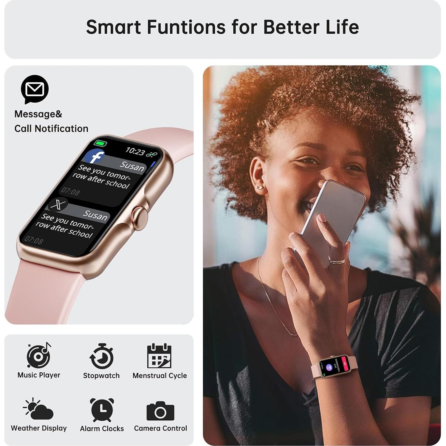 Reloj Inteligente Sunorshop H69 Rosa con Monitor de Salud 24/7