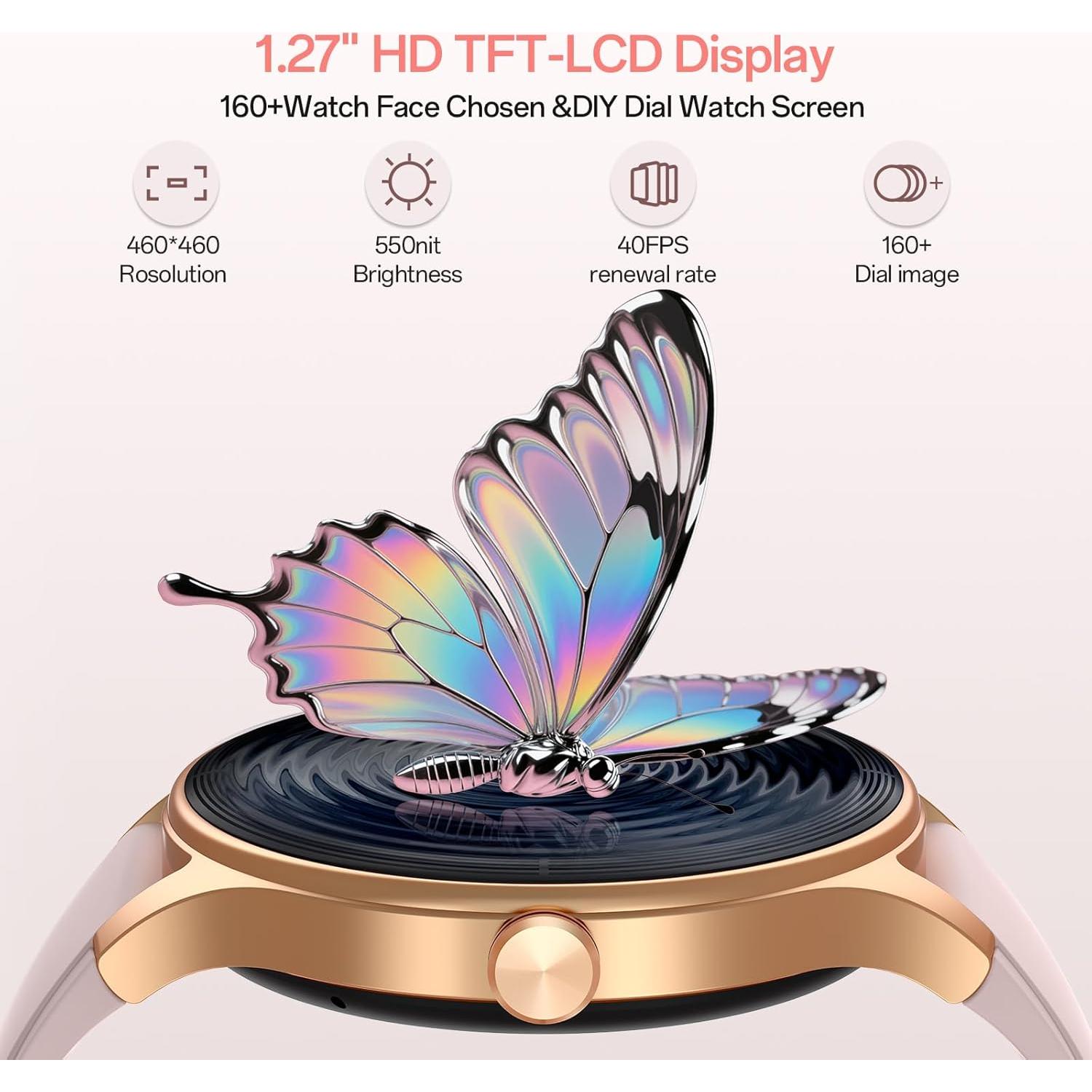 Reloj Inteligente para Mujeres Woneligo Rosa 1.57" Pantalla HD