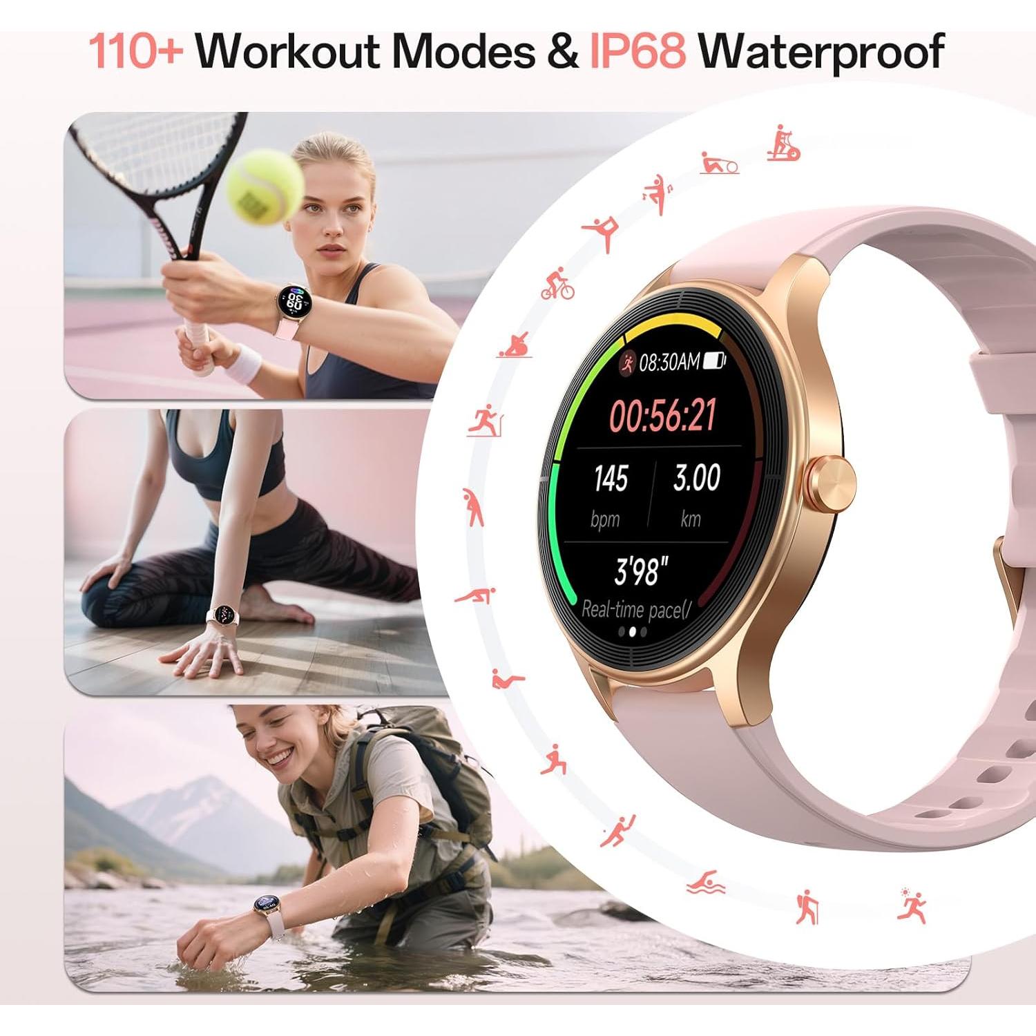 Reloj Inteligente para Mujeres Woneligo Rosa 1.57" Pantalla HD
