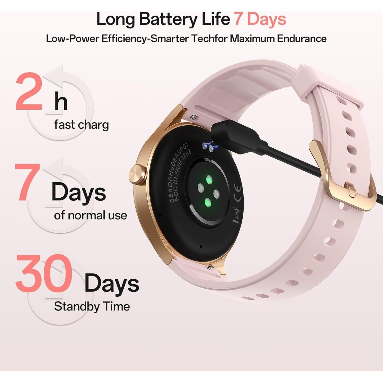 Reloj Inteligente para Mujeres Woneligo Rosa 1.57" Pantalla HD