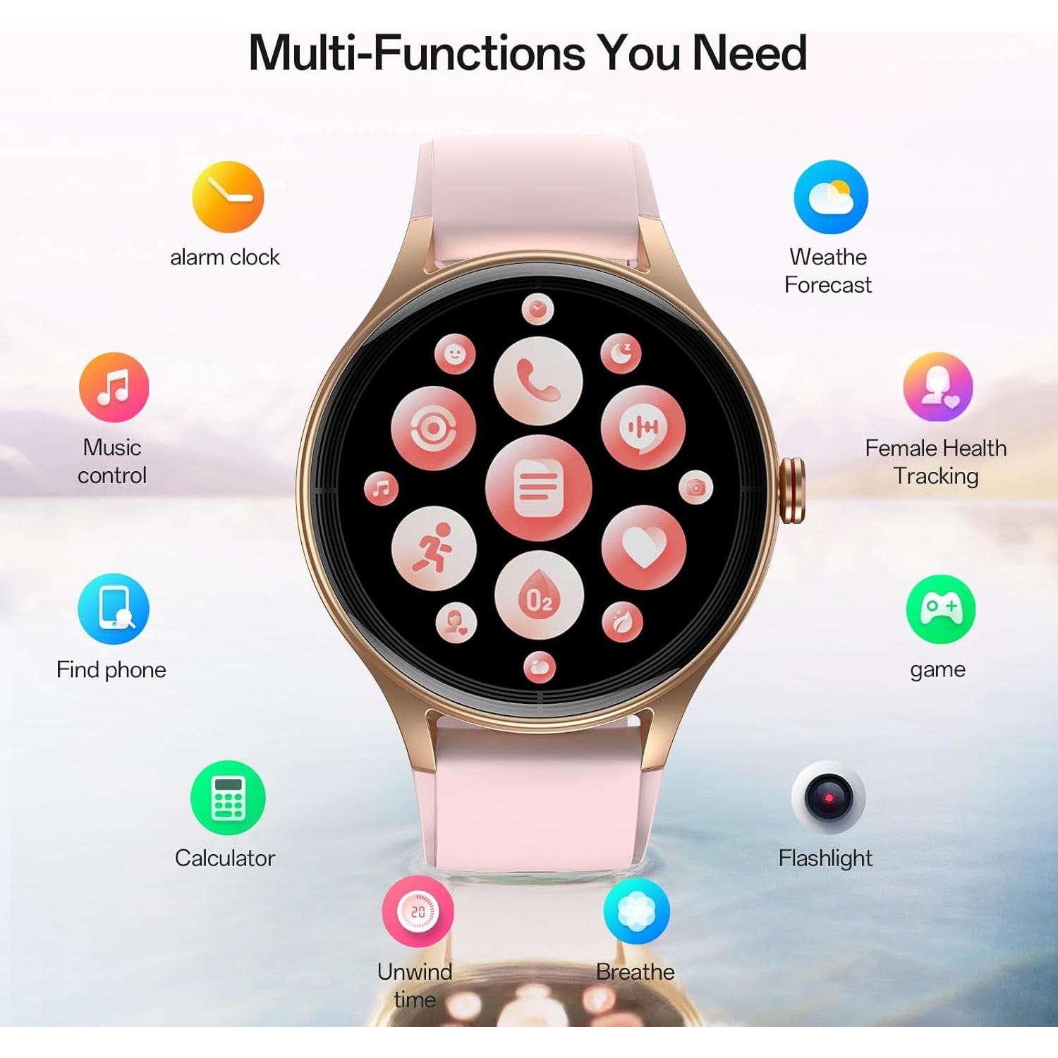 Reloj Inteligente para Mujeres Woneligo Rosa 1.57" Pantalla HD