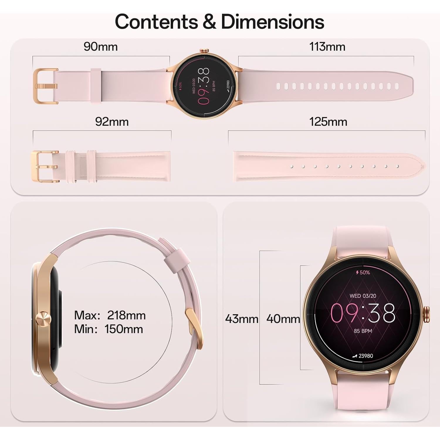 Reloj Inteligente para Mujeres Woneligo Rosa 1.57" Pantalla HD