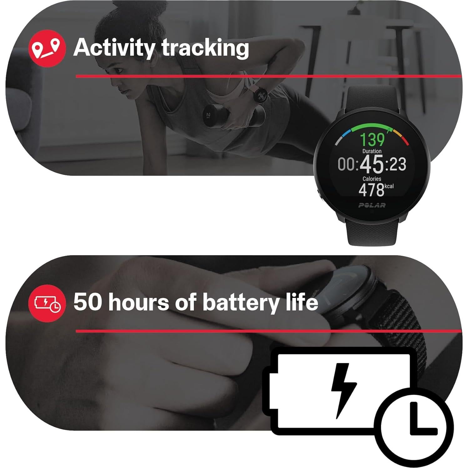 Reloj de Fitness POLAR Unite Negro - Monitoreo Cardíaco y Sueño