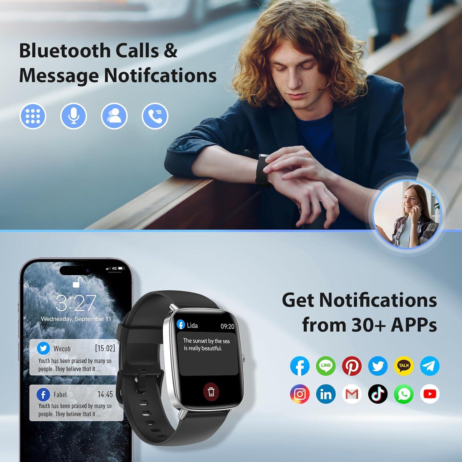 Reloj Inteligente Yoever 2025 Pantalla HD 1.85" Fitness IP68