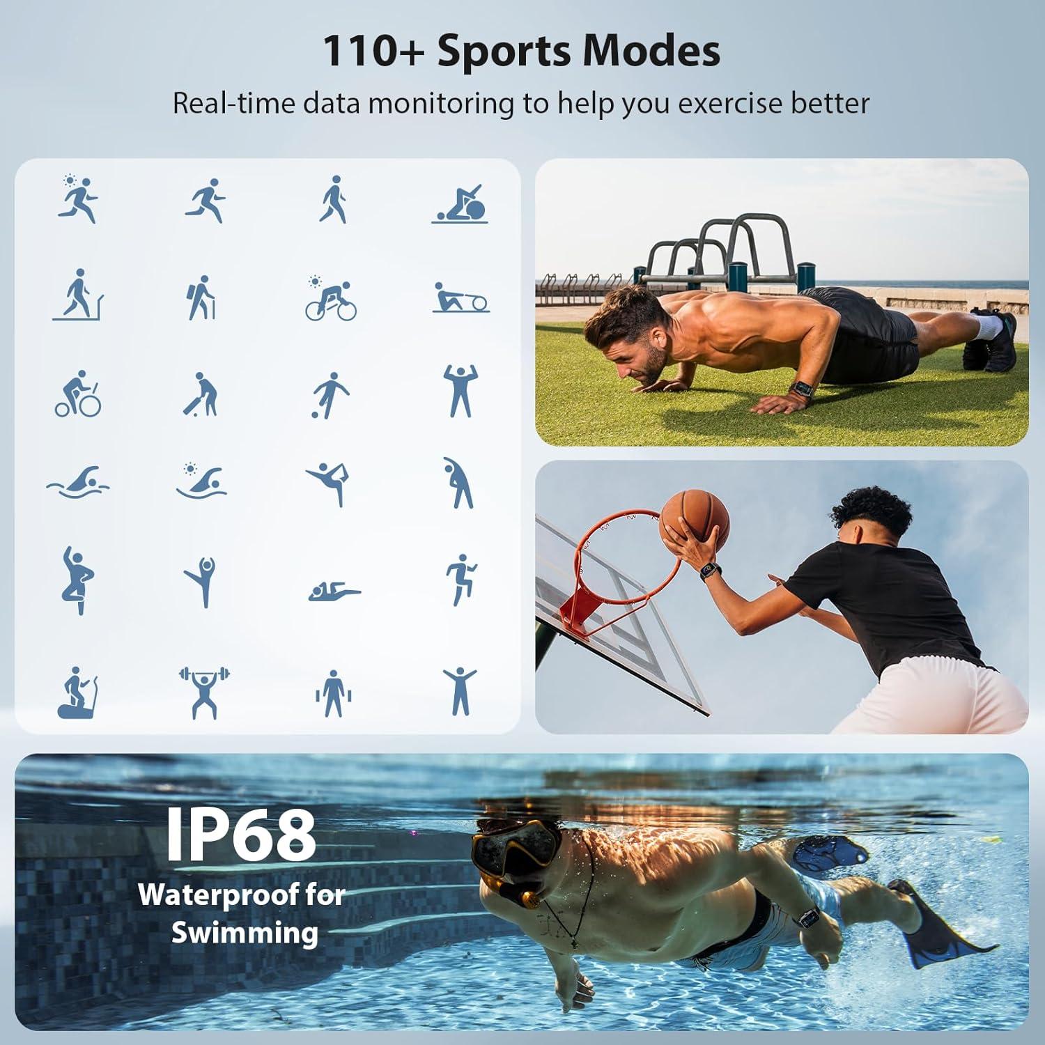 Reloj Inteligente Yoever 2025 Pantalla HD 1.85" Fitness IP68