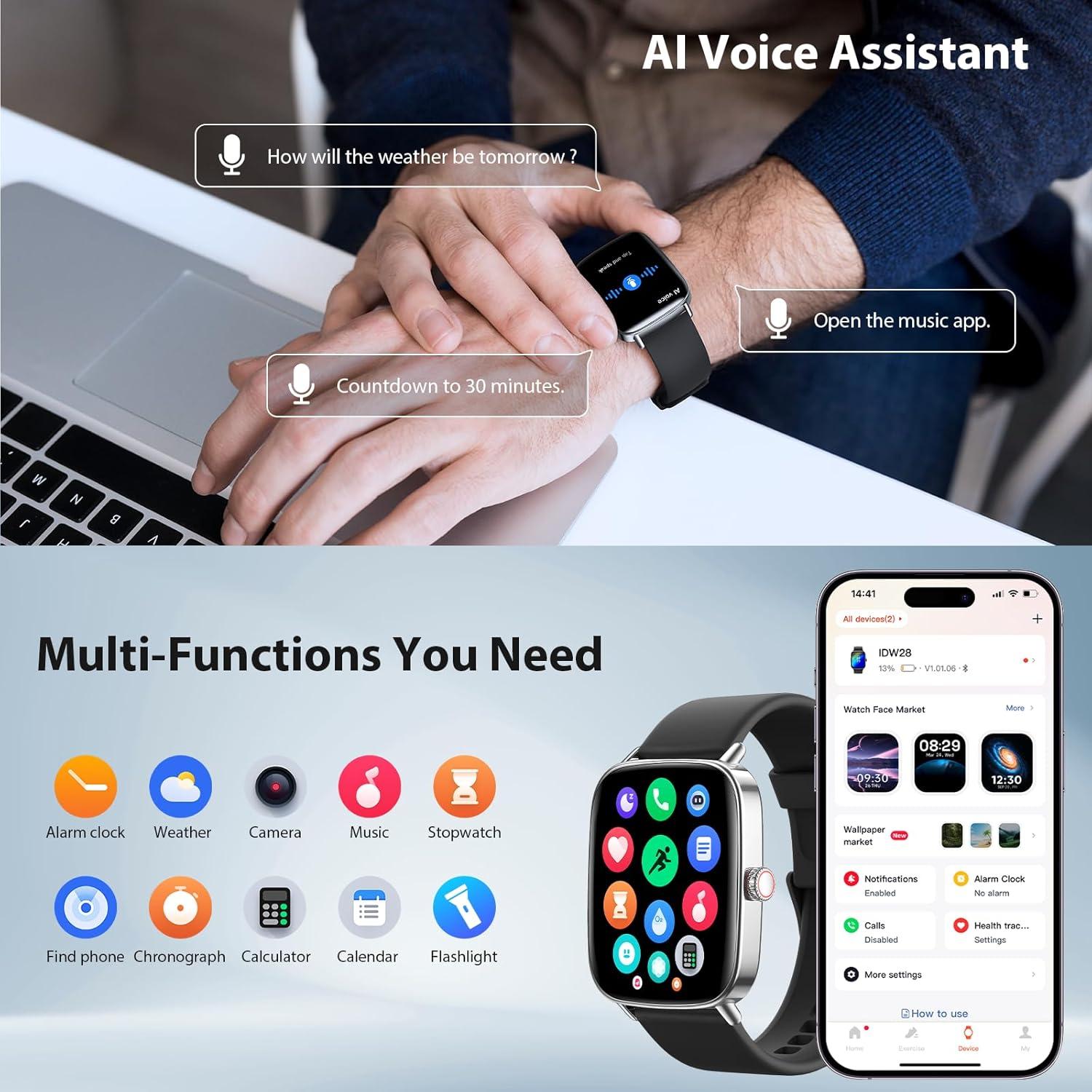 Reloj Inteligente Yoever 2025 Pantalla HD 1.85" Fitness IP68