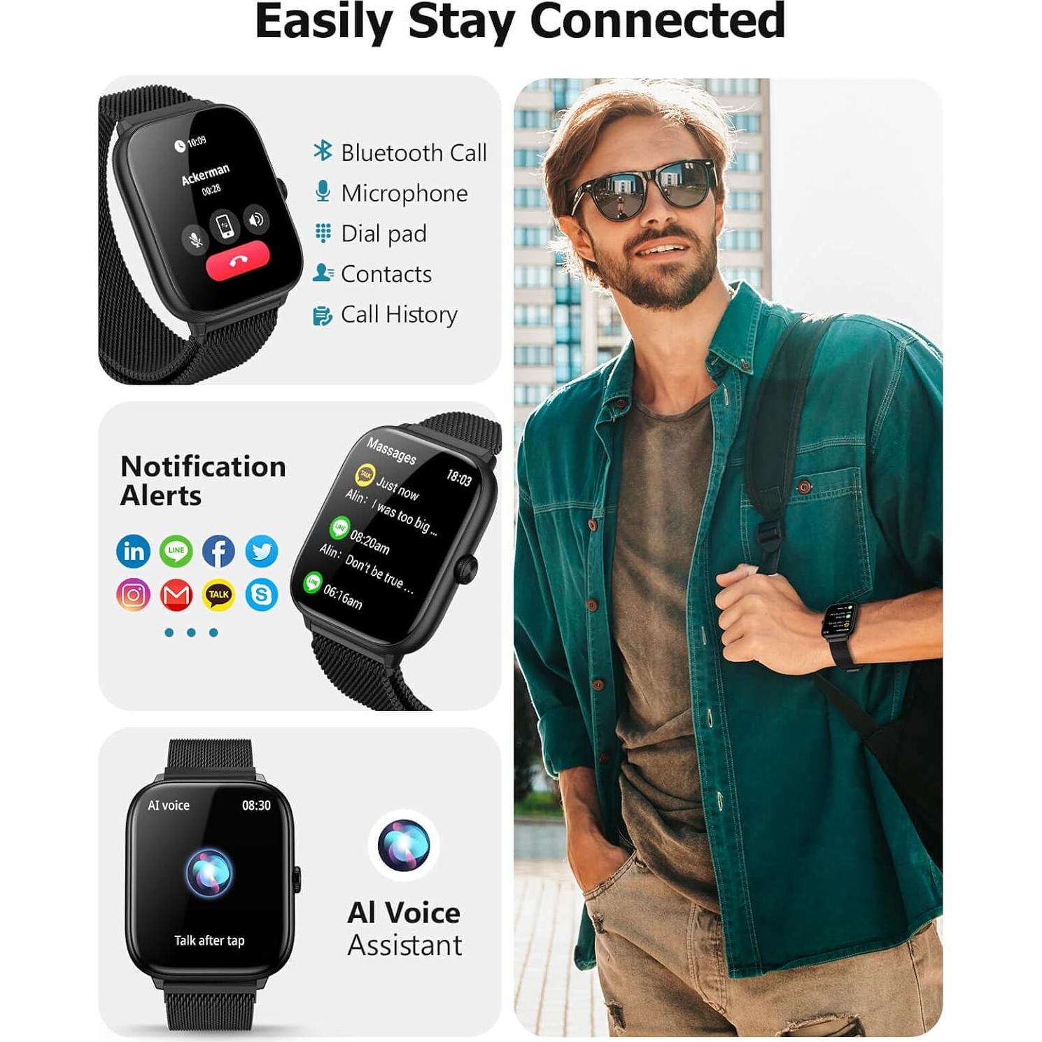 Reloj Inteligente EarlySincere T22 Negro 2.06" AMOLED IP68