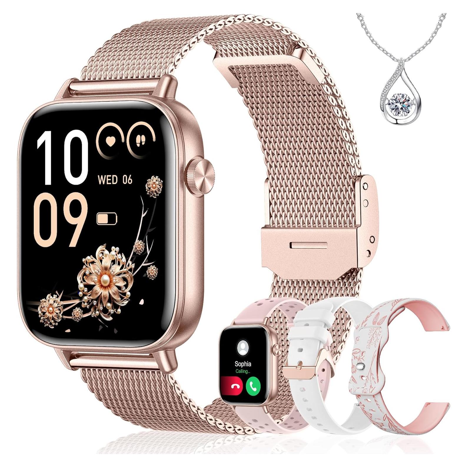 Reloj Inteligente Iaret Oro Rosa 1.83" HD Fitness 110 Modos