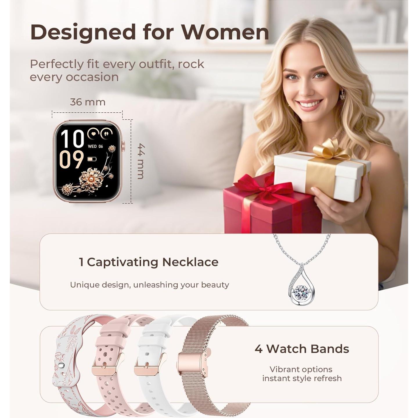 Reloj Inteligente Iaret Oro Rosa 1.83" HD Fitness 110 Modos