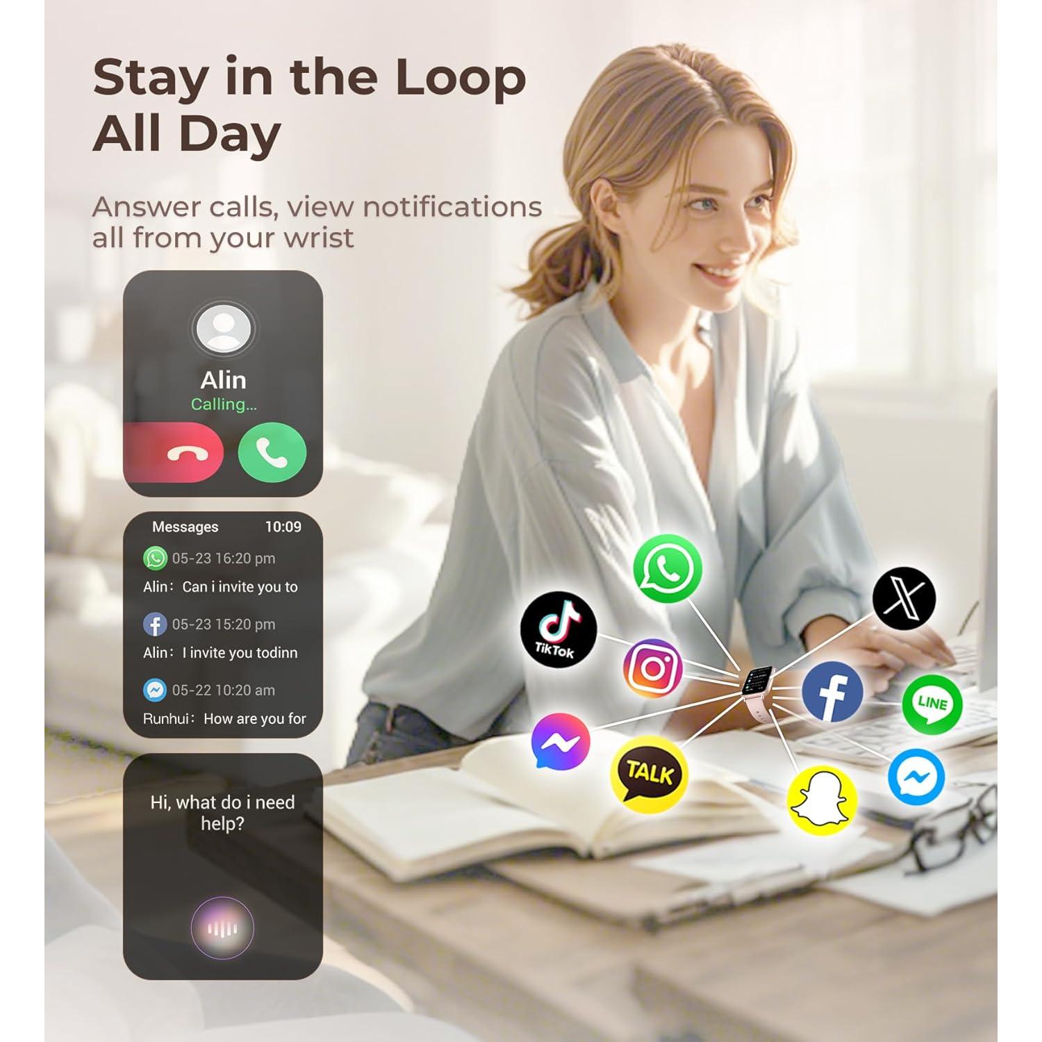 Reloj Inteligente Iaret Oro Rosa 1.83" HD Fitness 110 Modos