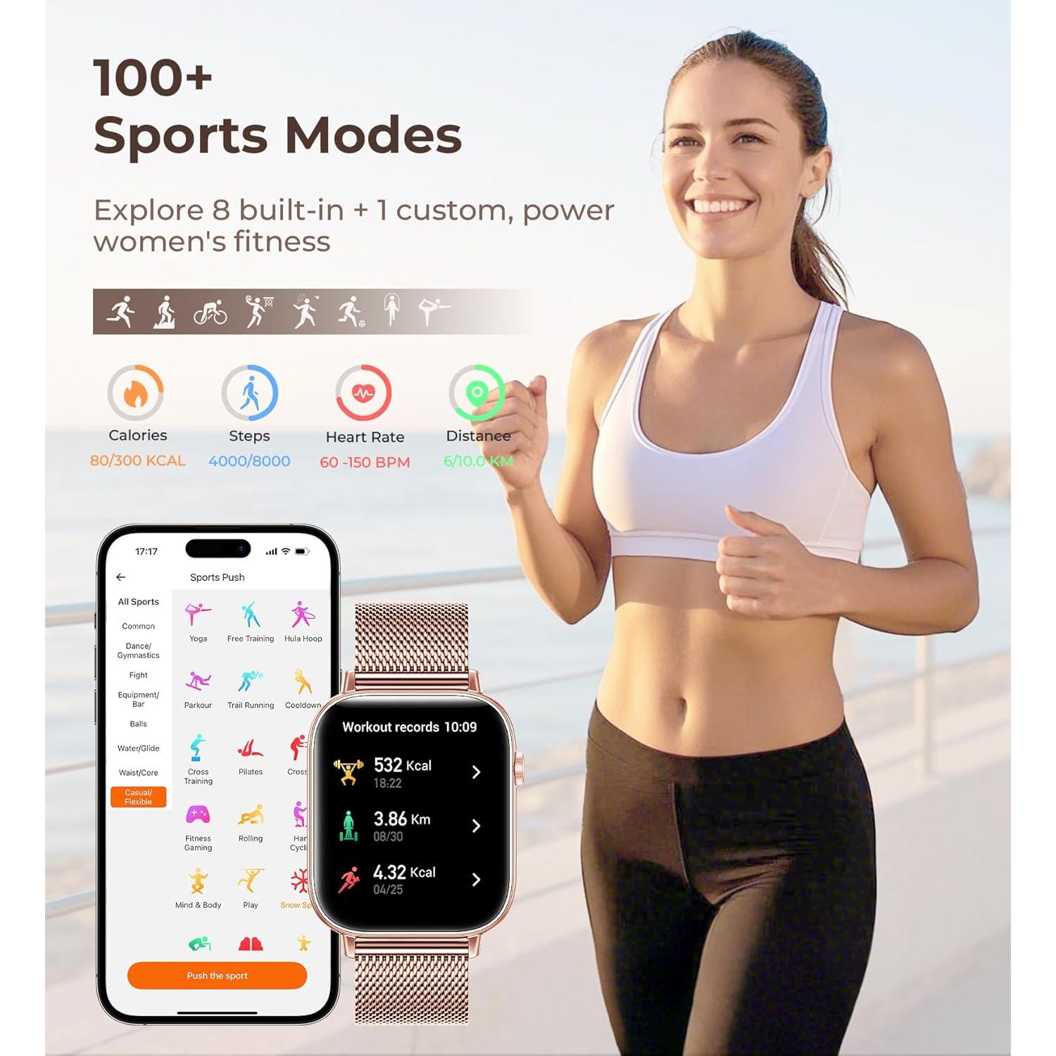 Reloj Inteligente Iaret Oro Rosa 1.83" HD Fitness 110 Modos