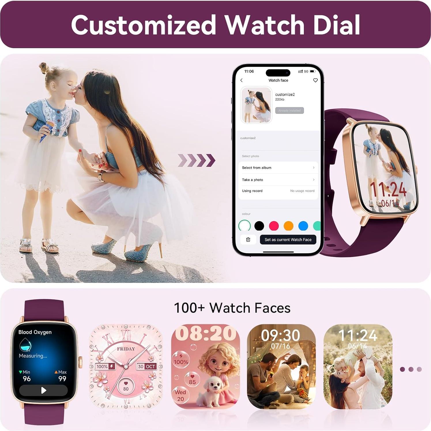 Reloj Inteligente Tensky GTX20 para Mujeres, Pantalla 4.7 cm, IP68