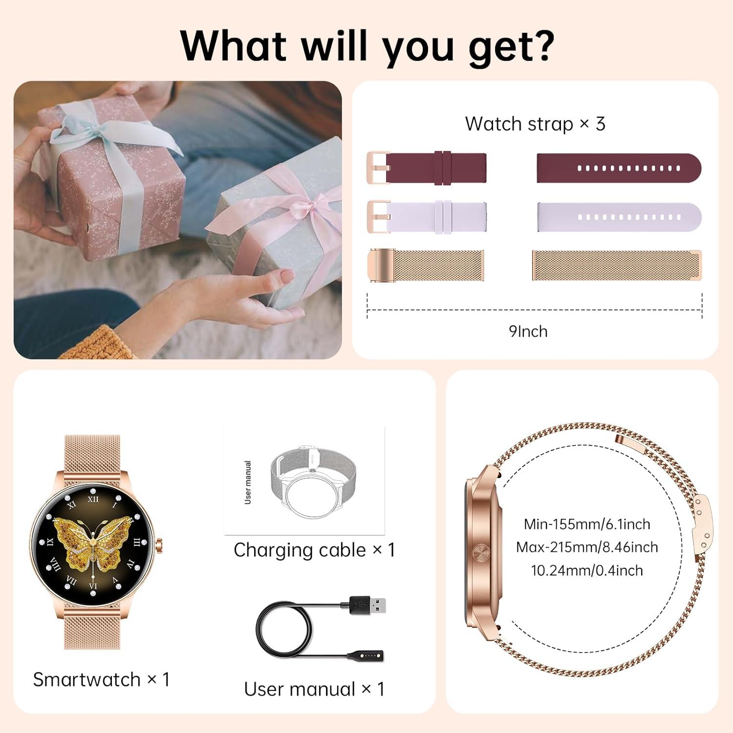 Reloj Inteligente Lefitus Oro Rosa 1.27" HD Fitness IP68