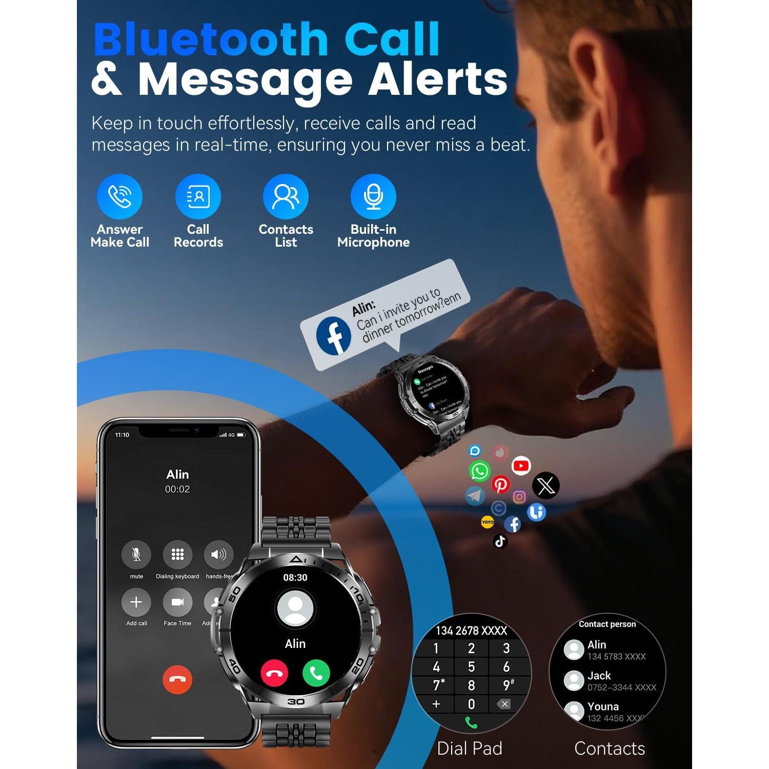 Reloj Inteligente PODOEIL K71 Negro AMOLED 1.6" Bluetooth IP68