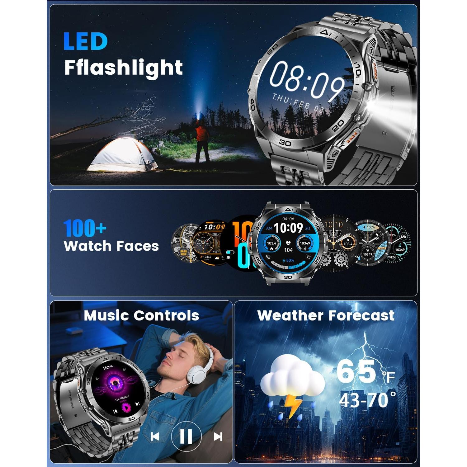 Reloj Inteligente PODOEIL K71 Negro AMOLED 1.6" Bluetooth IP68