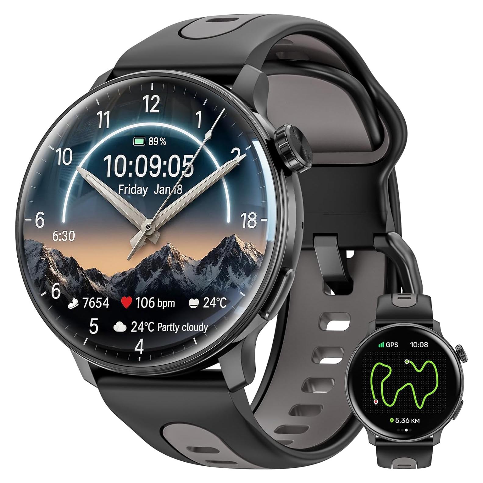Reloj Inteligente Mingdaln GPS AMOLED 1.43" Fitness Negro
