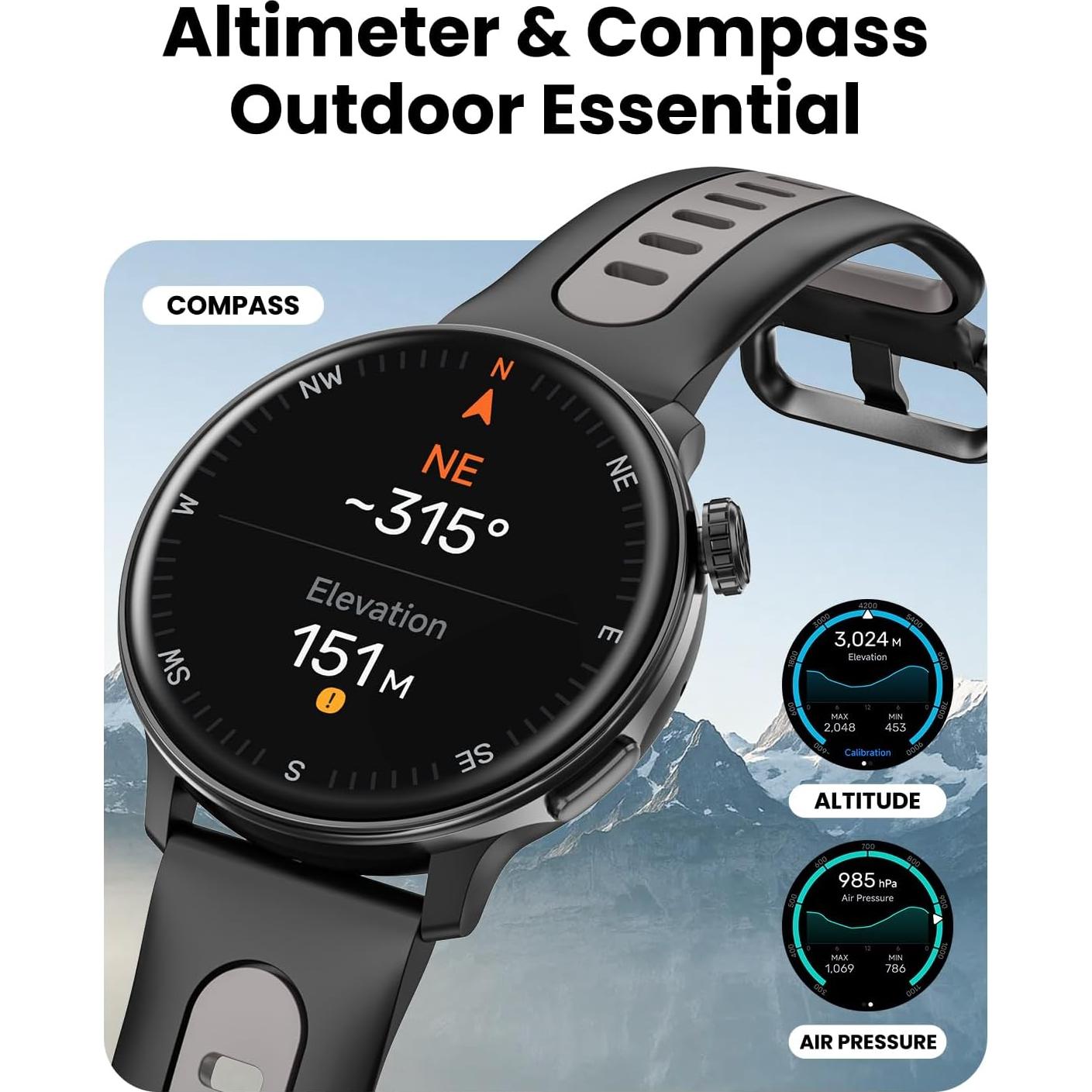 Reloj Inteligente Mingdaln GPS AMOLED 1.43" Fitness Negro
