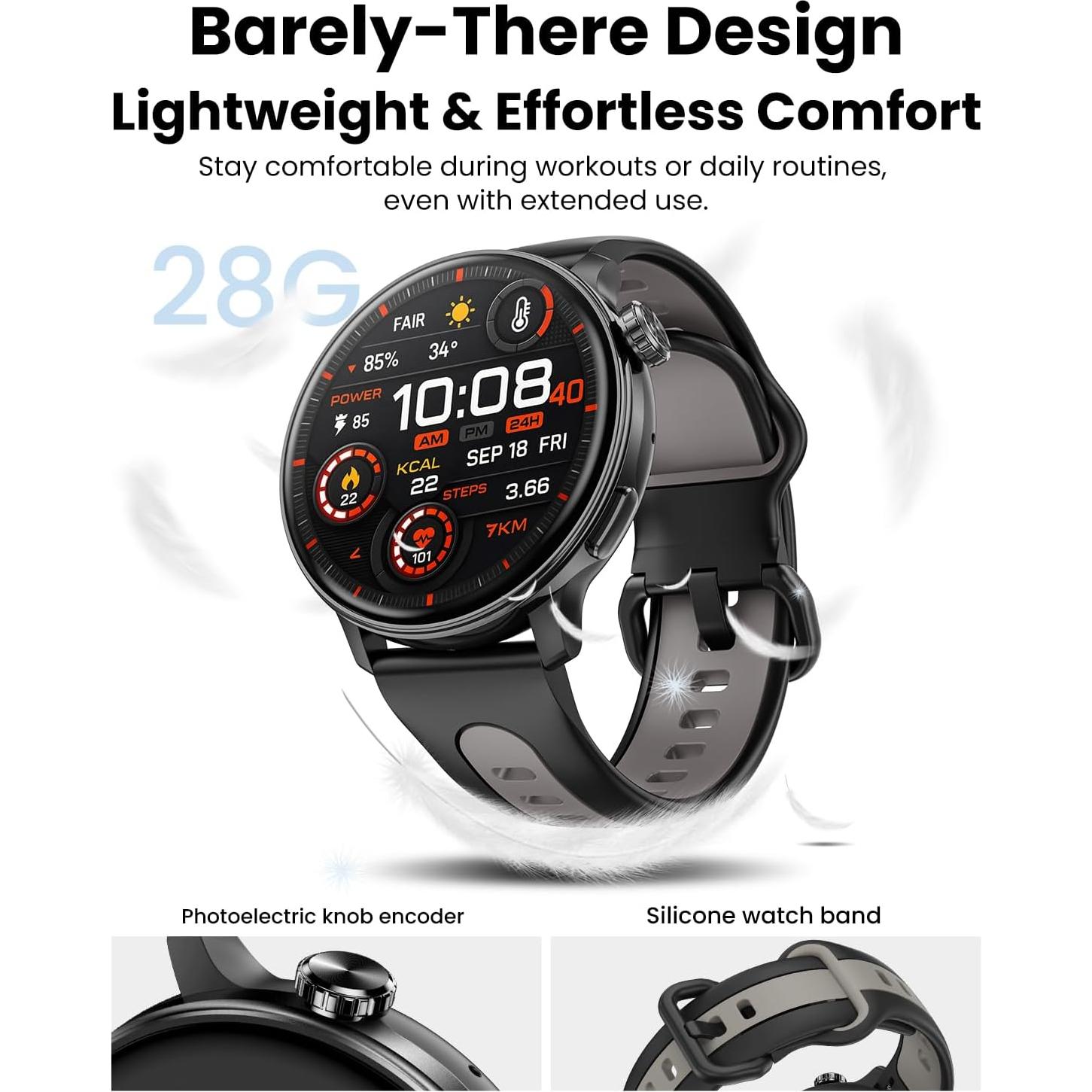 Reloj Inteligente Mingdaln GPS AMOLED 1.43" Fitness Negro