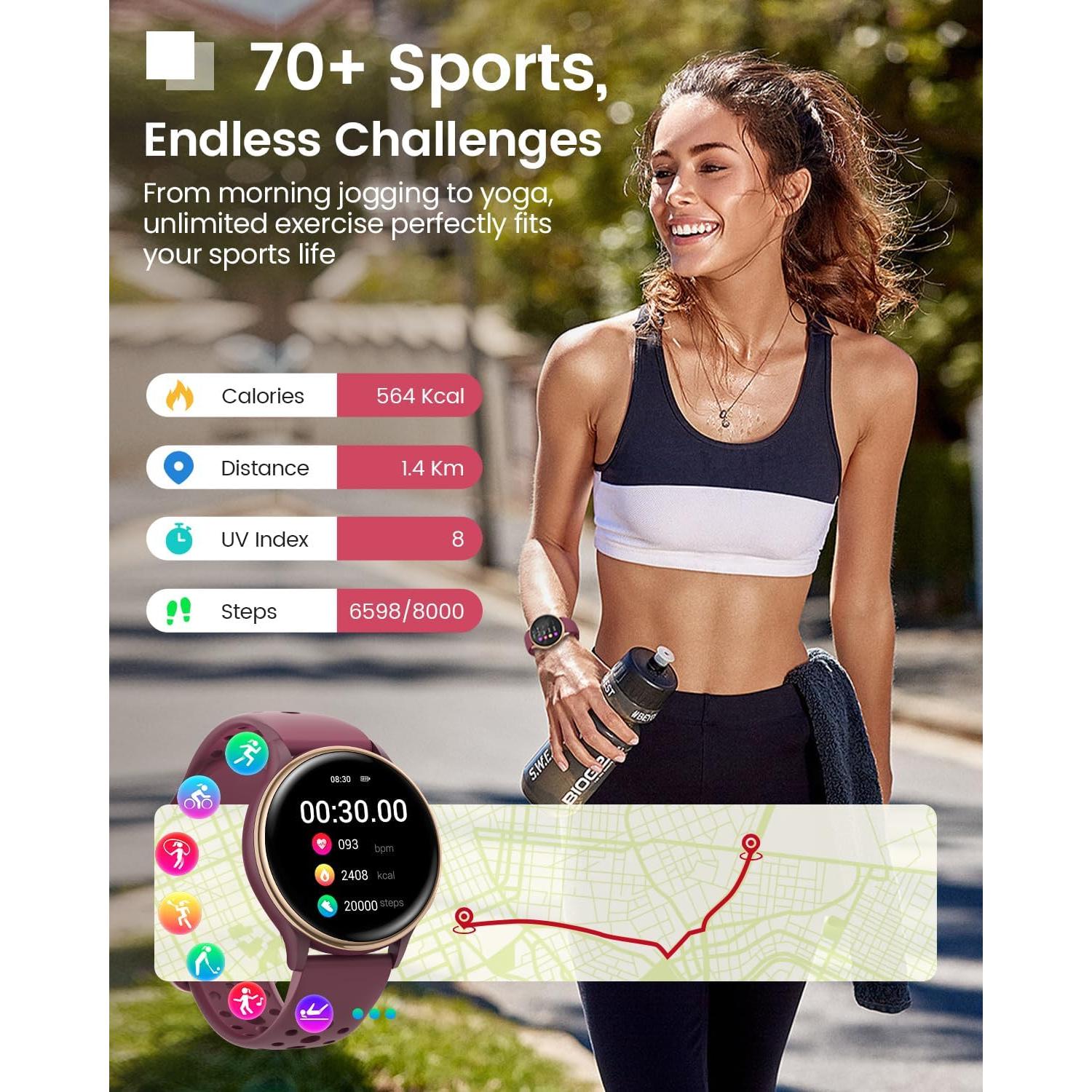 Reloj Inteligente TotsyFun Rojo Vino 1.27" 70 Modos Deportivos