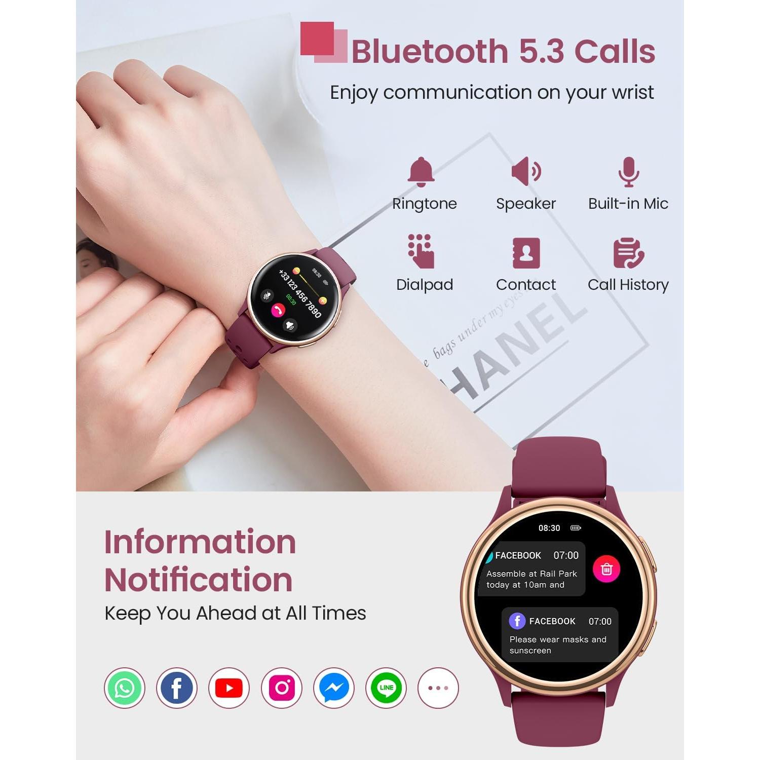 Reloj Inteligente TotsyFun Rojo Vino 1.27" 70 Modos Deportivos