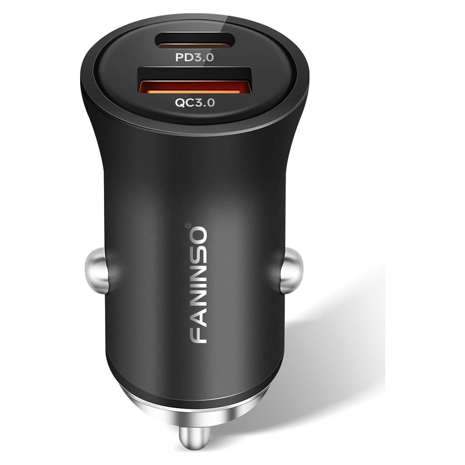 Cargador de coche USB C Faninso 60W carga rápida dual