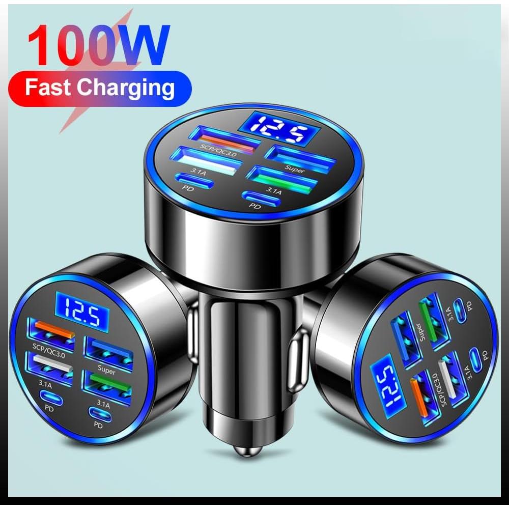 Cargador de coche 6-en-1 Shenzhen WGS-G40 100W PD+USB QC3.0