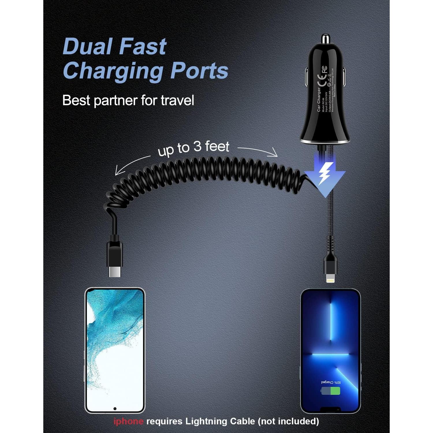 Cargador de coche AILKIN USB C 30W para Samsung Galaxy y iPhone