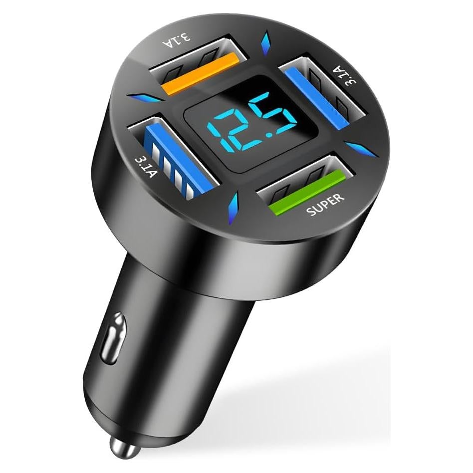 Cargador de Coche USB C Augeny 66W 4 Puertos Rápido