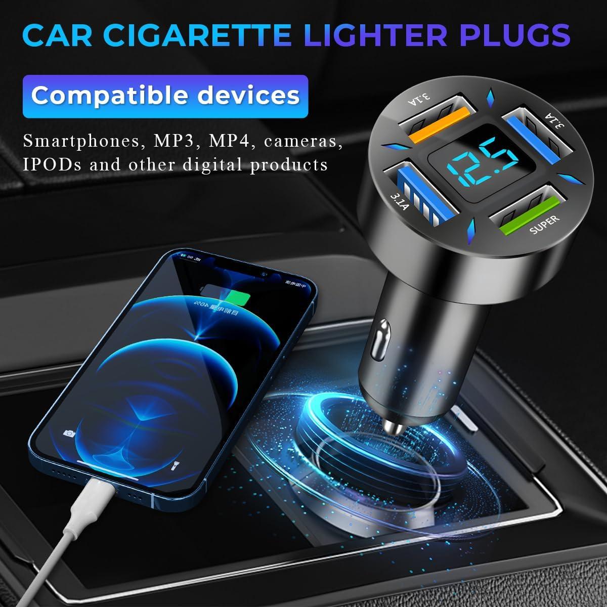 Cargador de Coche USB C Augeny 66W 4 Puertos Rápido