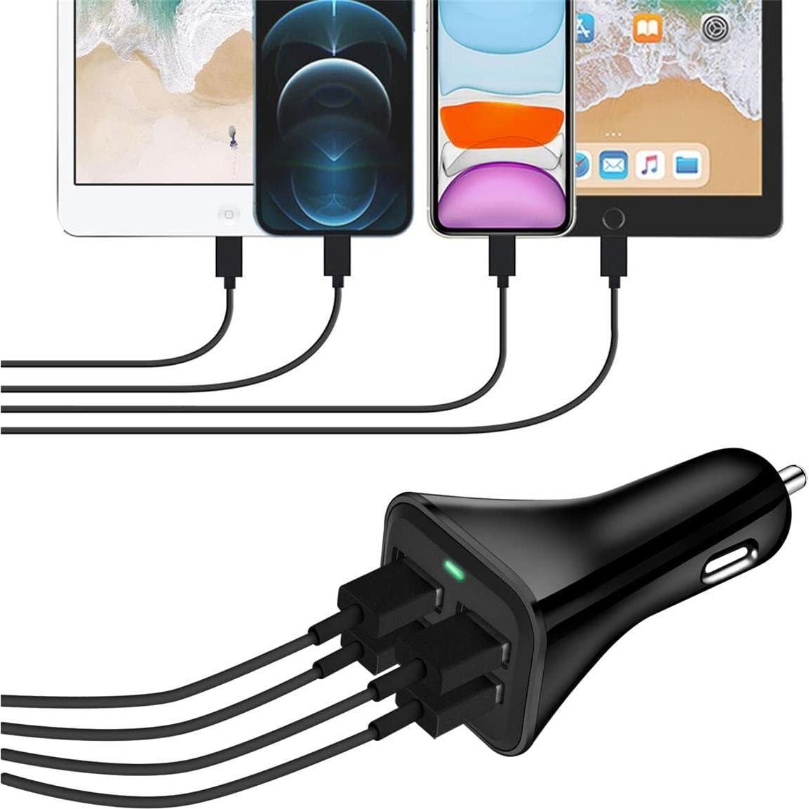 Cargador de Coche USB HOBAGA 4 Puertos 9.6A QC 3.0 Negro