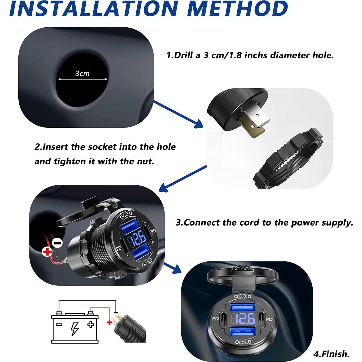 Cargador de coche USB DUALQC30PD VANONE 12V Carga Rápida