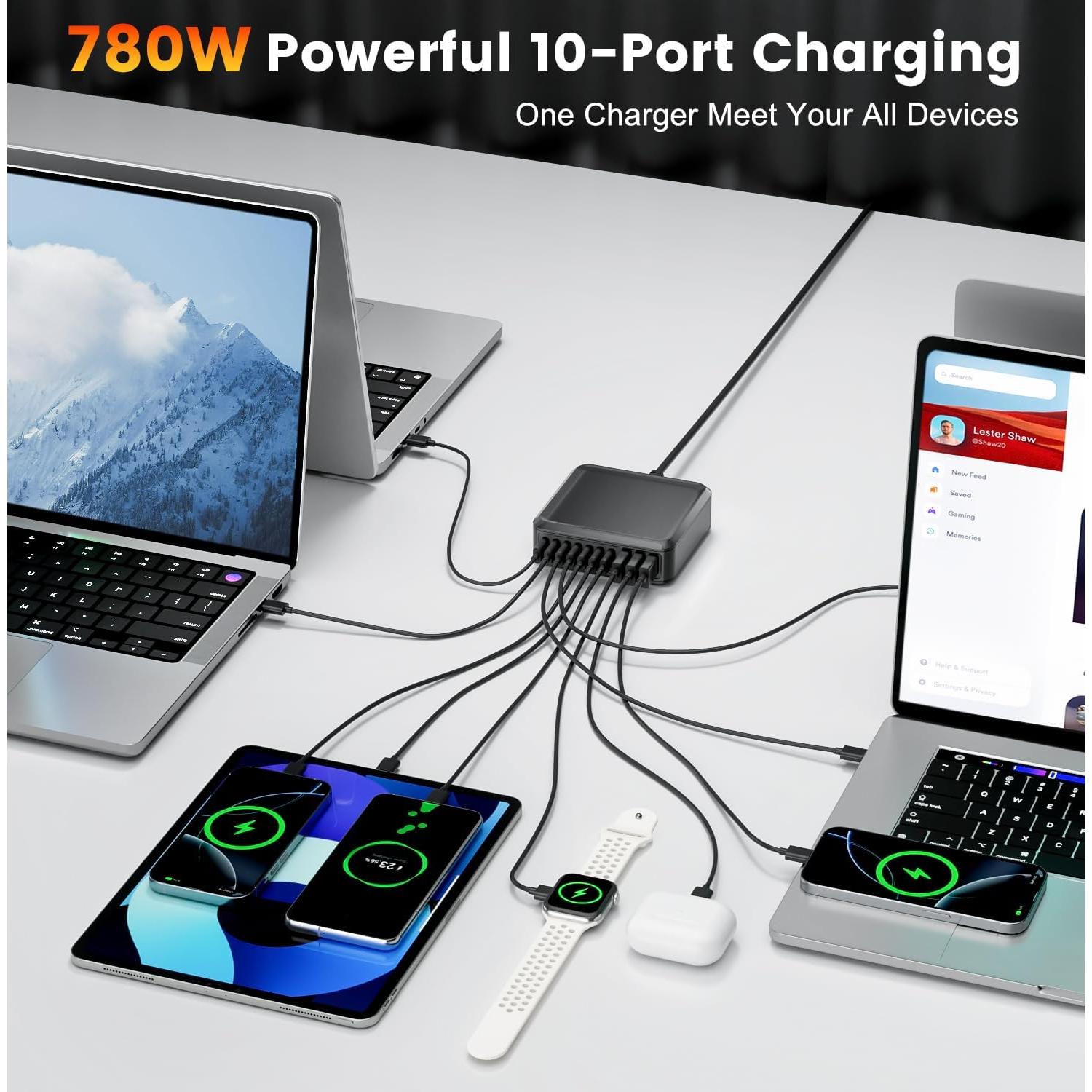 Estación de Carga Rápida 780W 10 Puertos USB C Dongguan