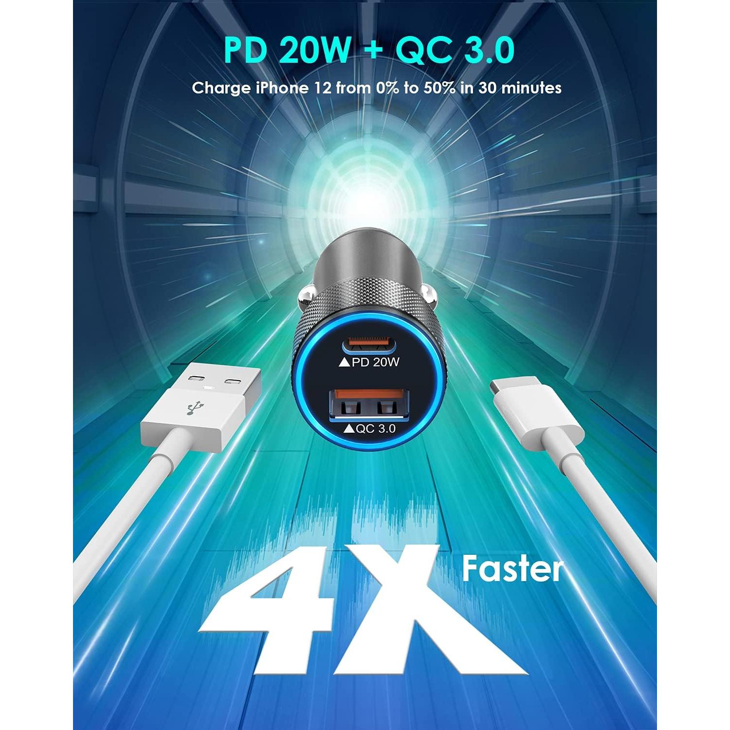 Cargador de coche rápido 38W Doble Puerto USB-C Apple MFi
