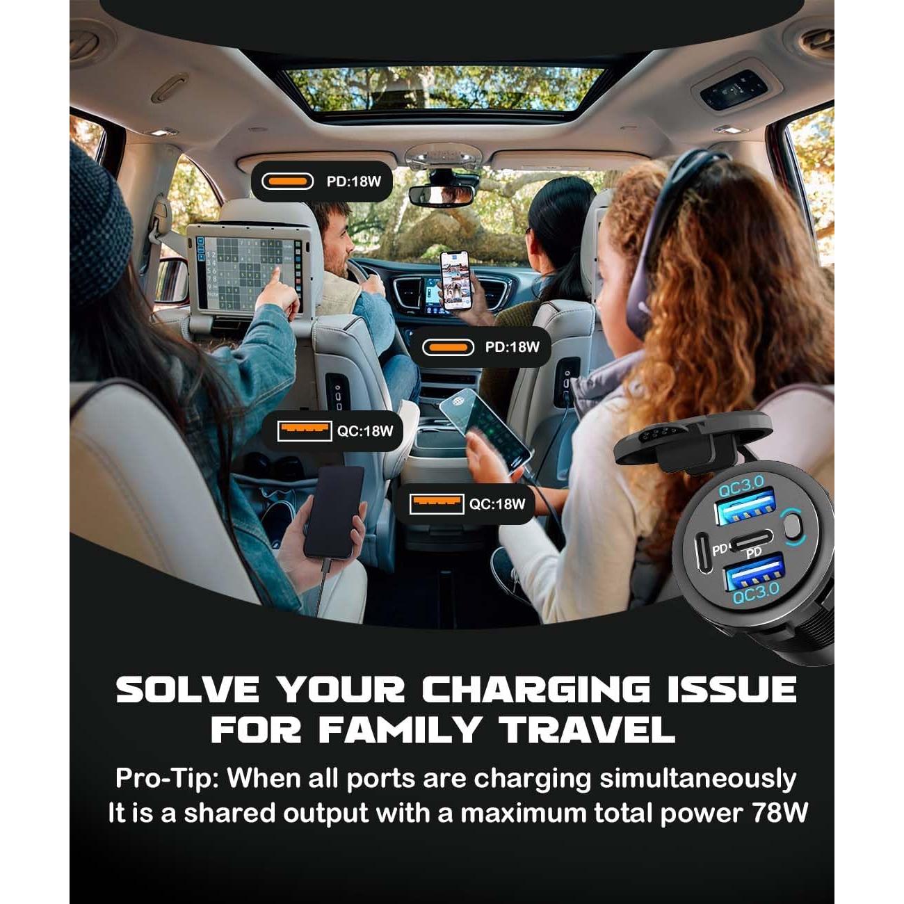 Cargador de Coche USB 12V AlfredDireck GSG2023-10M QC3.0 PD3.0