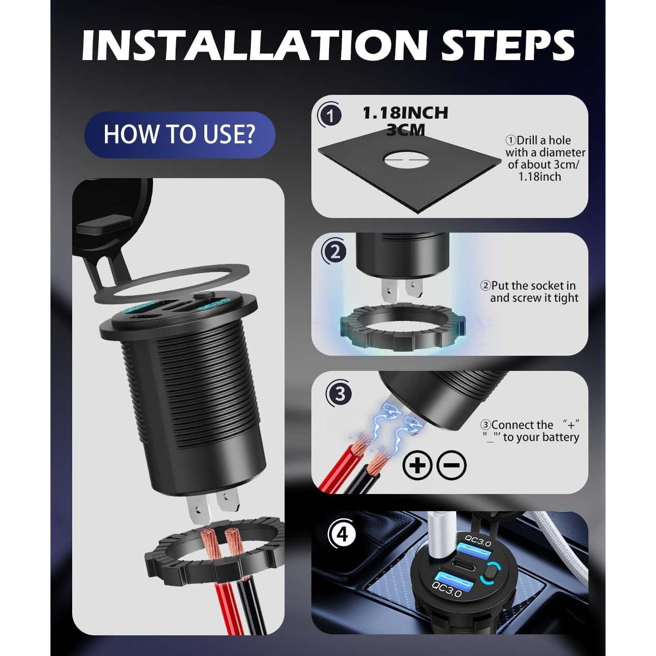 Cargador de Coche USB 12V AlfredDireck GSG2023-10M QC3.0 PD3.0