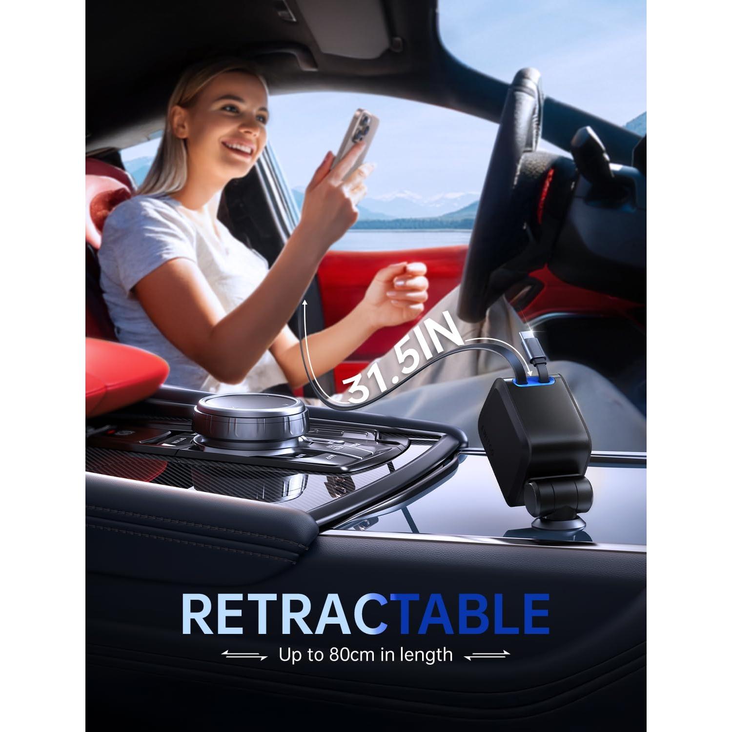 Cargador de Coche Retráctil EWITGO 69W USB C y A 4 en 1