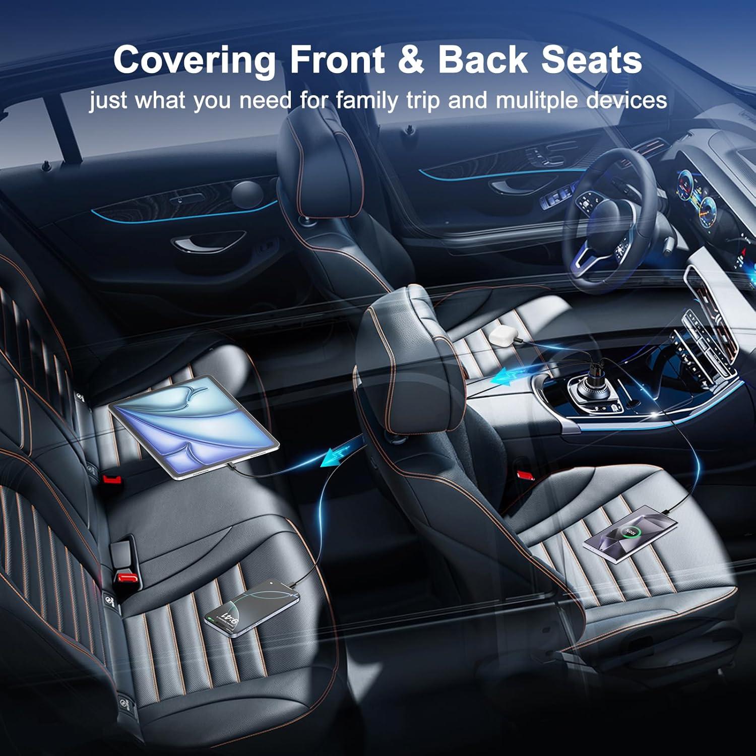 Cargador de coche Besgoods 65W 4 puertos USB C/A carga rápida