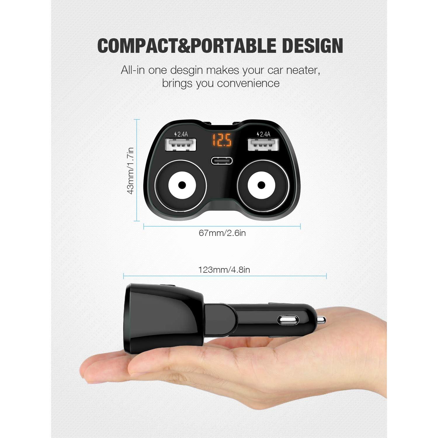 Cargador de Coche Otium 80W USB C y 2 Tomas 12/24V