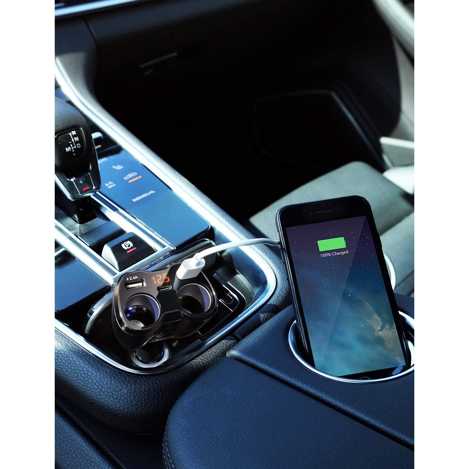 Cargador de Coche Otium 80W USB C y 2 Tomas 12/24V