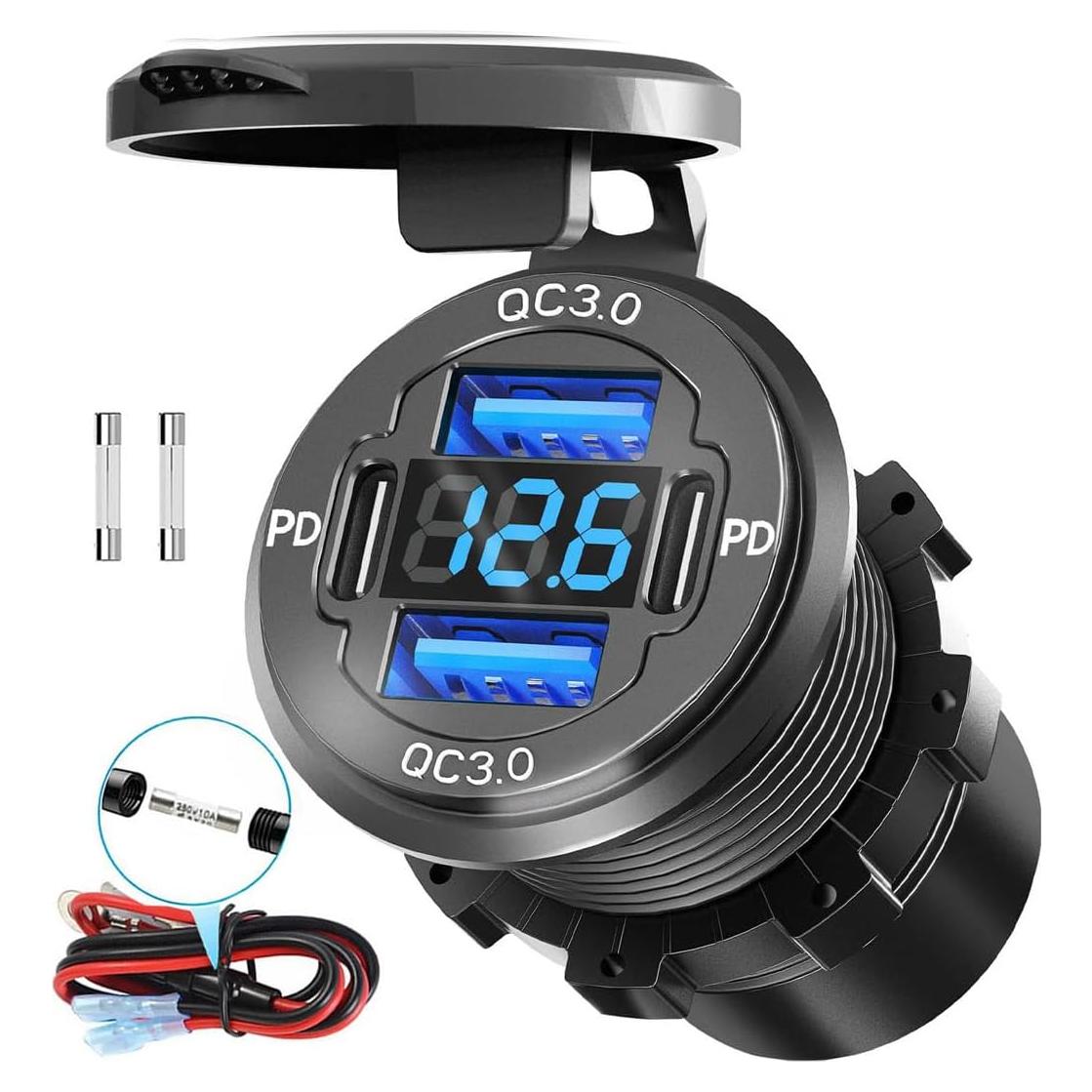 Cargador Rápido USB 12V Yuyao Erwen PD3.0 QC3.0 78W