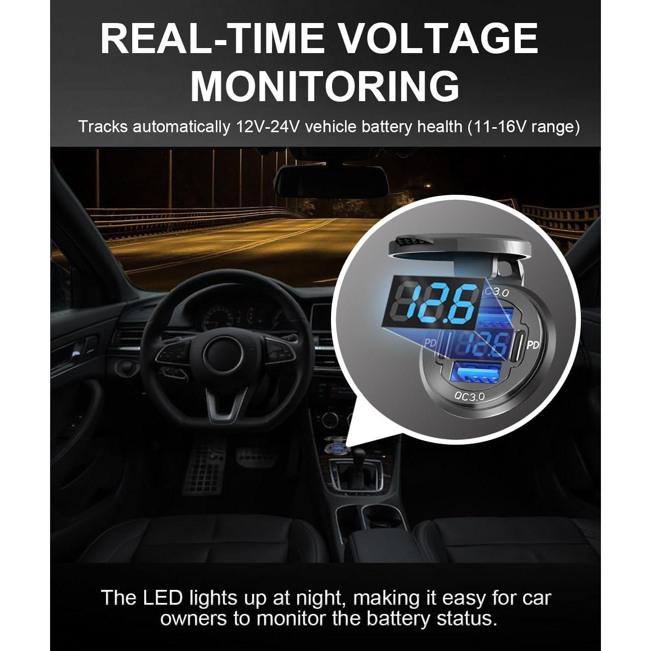 Cargador Rápido USB 12V Yuyao Erwen PD3.0 QC3.0 78W