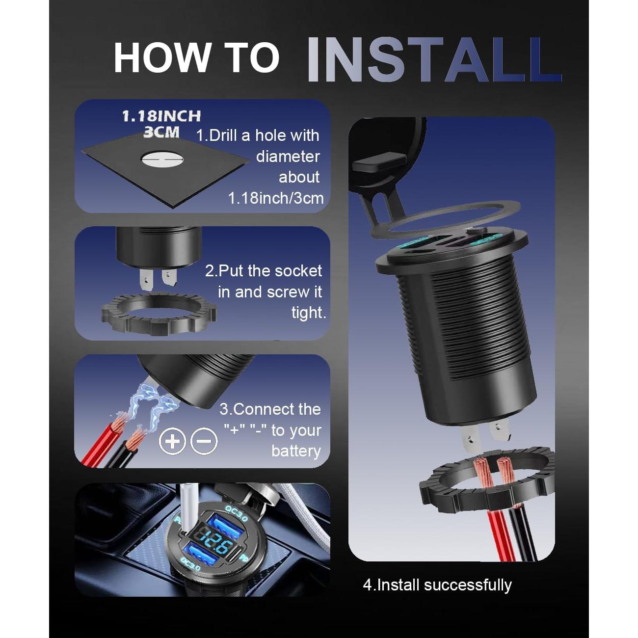 Cargador Rápido USB 12V Yuyao Erwen PD3.0 QC3.0 78W