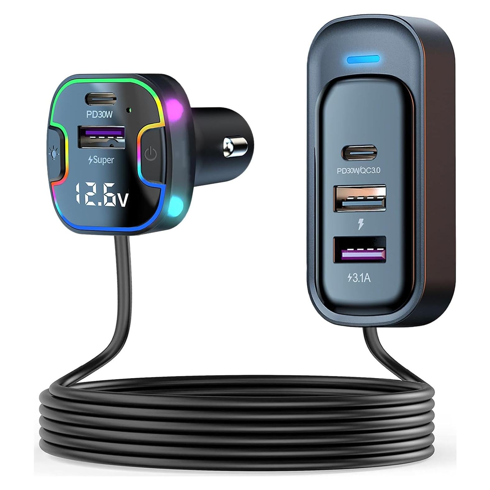 Cargador de coche USB rápido 5 puertos 120W PD/QC Dongguan