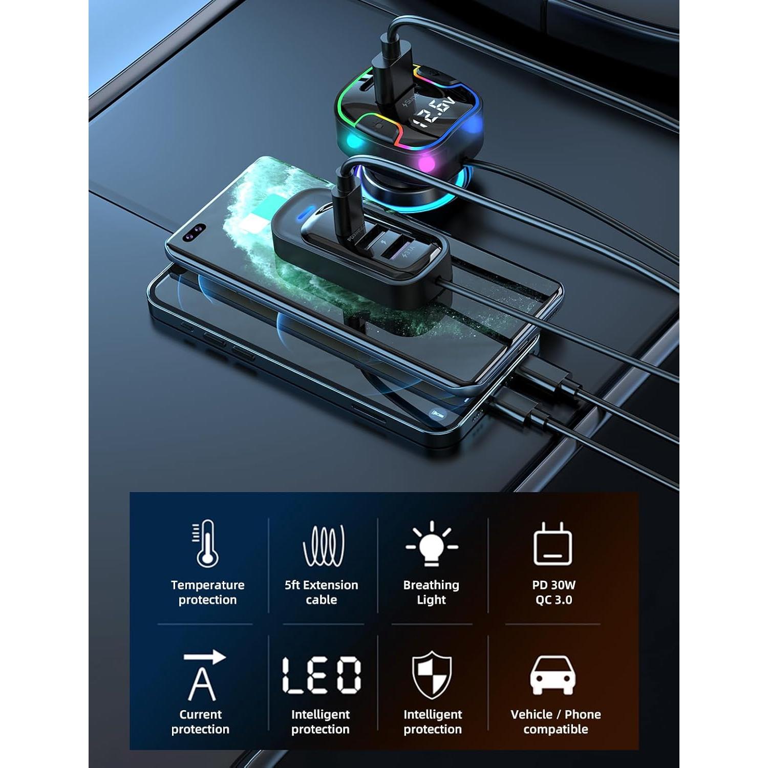 Cargador de coche USB rápido 5 puertos 120W PD/QC Dongguan